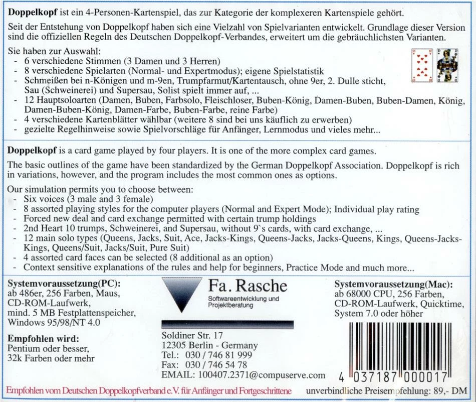 Sortie 🥰 Rasche's Doppelkopf 1.5 (PC+MAC) 🌟 2 Sortie 🥰 Rasche's Doppelkopf 1.5 (PC+MAC) 🌟 – Image 2